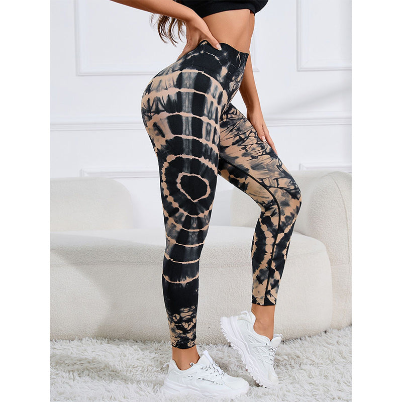 BWOOOH lotus print yoga leggings - Tie Dye Print Pants Sports Fitness Yoga 