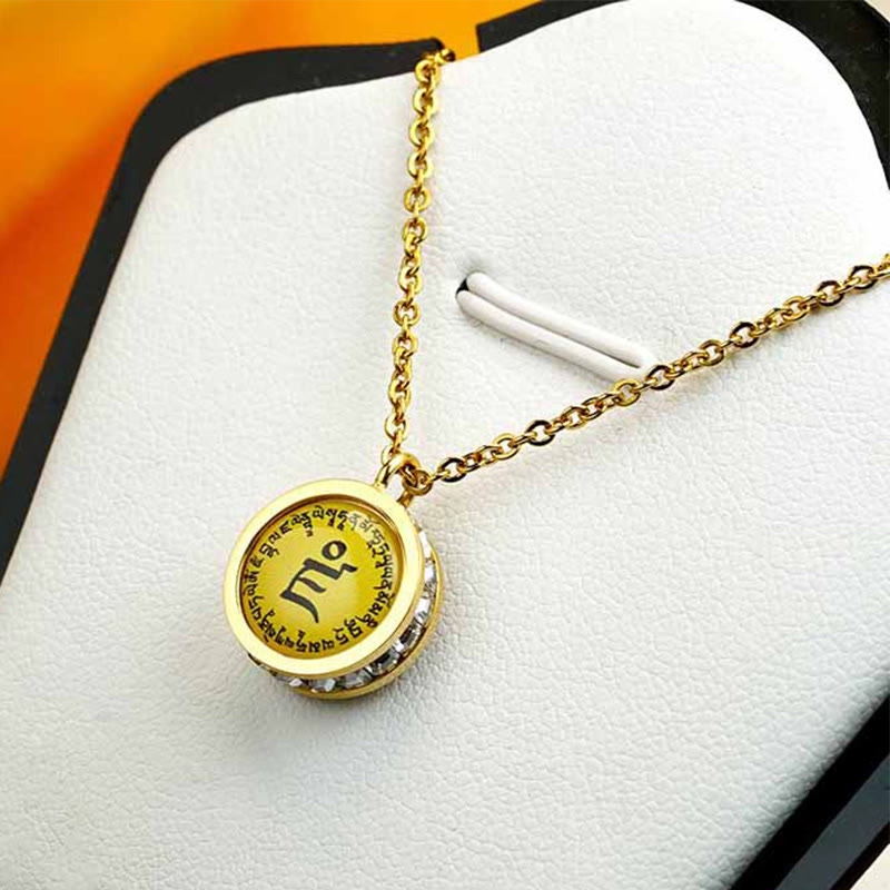 BWOOOH Tibetan Yellow God Of Wealth Green Tara Buddha Serenity Titanium Steel Necklace Pendant
