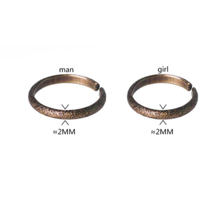 BWOOOH Tibetan Vintage Texture Design Copper Luck Couple Ring