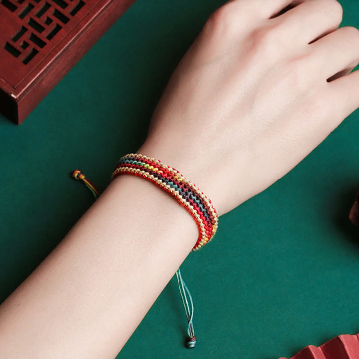 BWOOOH Tibet Handmade Rainbow Multicolored Protection Braided String Bracelet