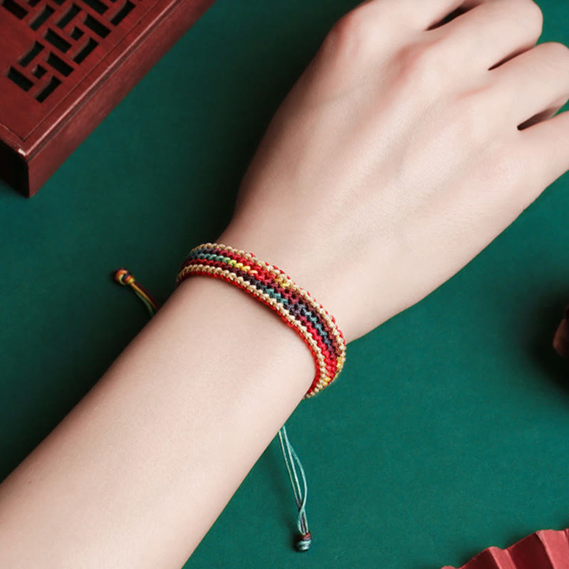 BWOOOH Tibet Handmade Rainbow Multicolored Protection Braided String Bracelet