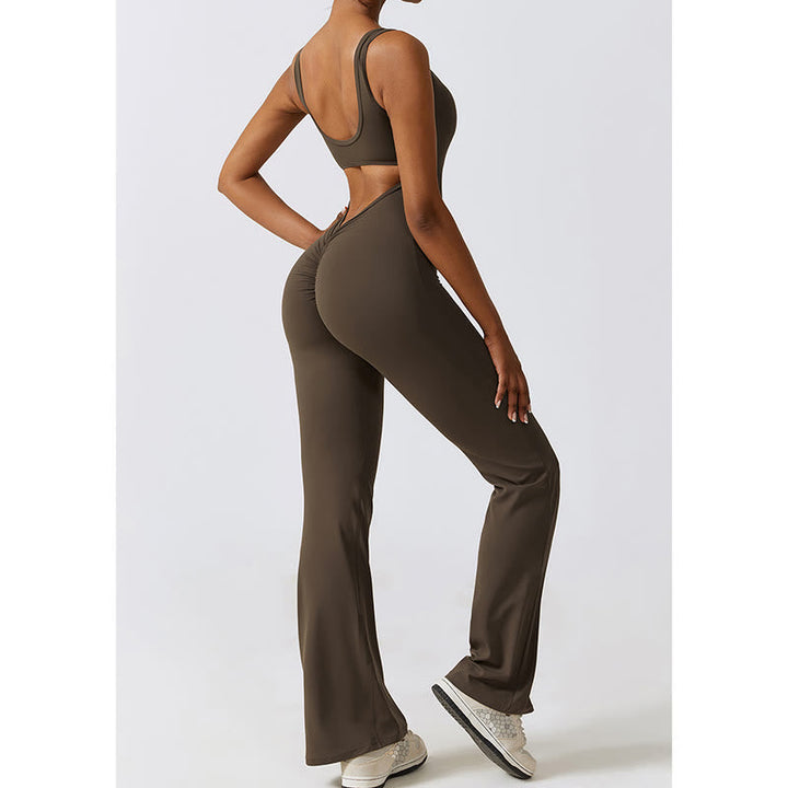 BWOOOH printed yoga pants - Women Workout Sleeveless Jumpsuit Flare 