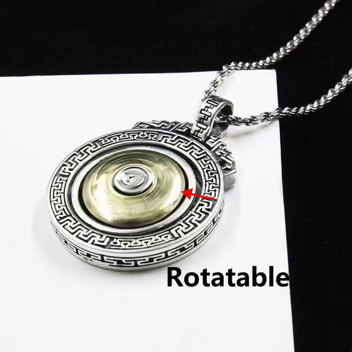 BWOOOH Tibetan Om Mani Padme Hum Double Dorje Vajra Rotatable Purity Peace Necklace Pendant