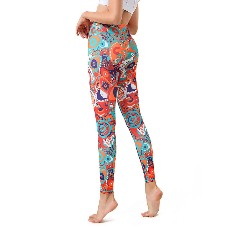 BWOOOH printed yoga leggings - Colorful Evil Eye Print Sports Exercise 