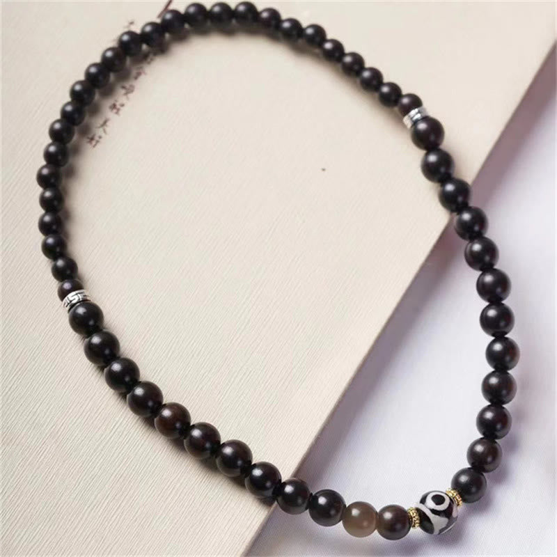 BWOOOH Tibet Ebony Wood Dzi Bead Balance Double Wrap Bracelet