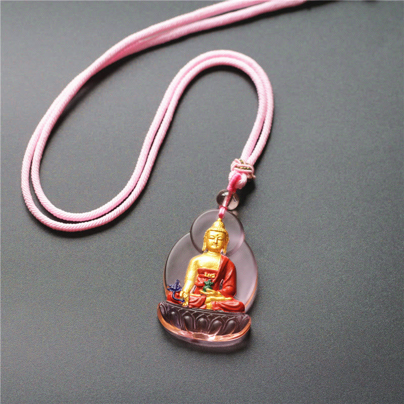 BWOOOH Tibet Medicine Buddha Liuli Crystal Compassion Necklace Pendant