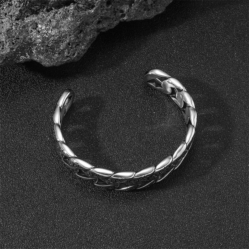 BWOOOH Tibetan Om Mani Padme Hum Mantra Titanium Steel Peace Cuf Bangle Bracelet