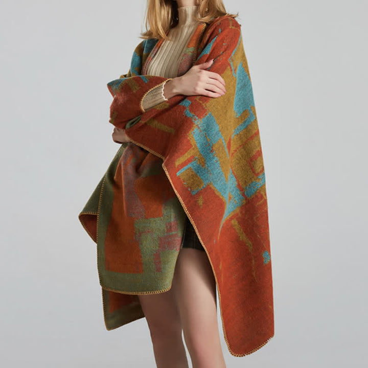 BWOOOH Tibetan Orange Shawl Warm Cloak Scarf