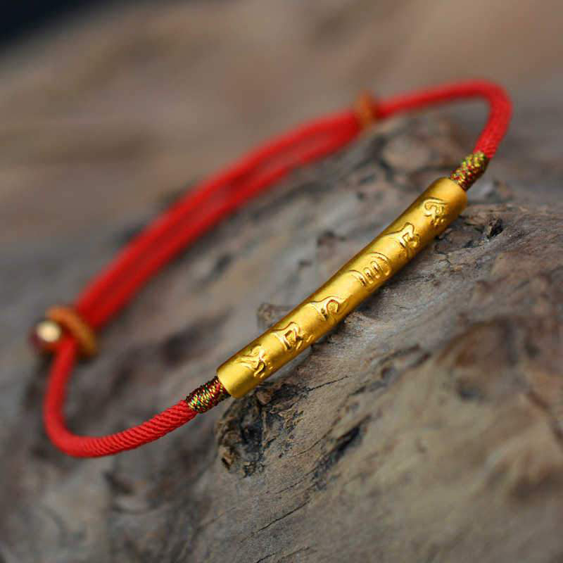 BWOOOH Tibetan Buddhist Handmade Mani Mantra Lucky Red String Bracelet