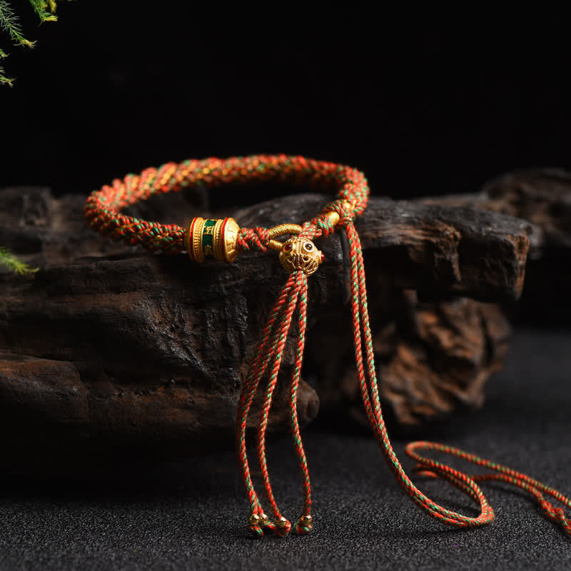 BWOOOH Tibetan Handmade Luck Prayer Wheel Bead Charm Weave Colorful String Bracelet