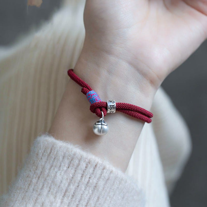 BWOOOH 925 Sterling Silver Tibetan Handmade Om Mani Padme Hum Persimmon Charm Luck Protection Braided Bracelet