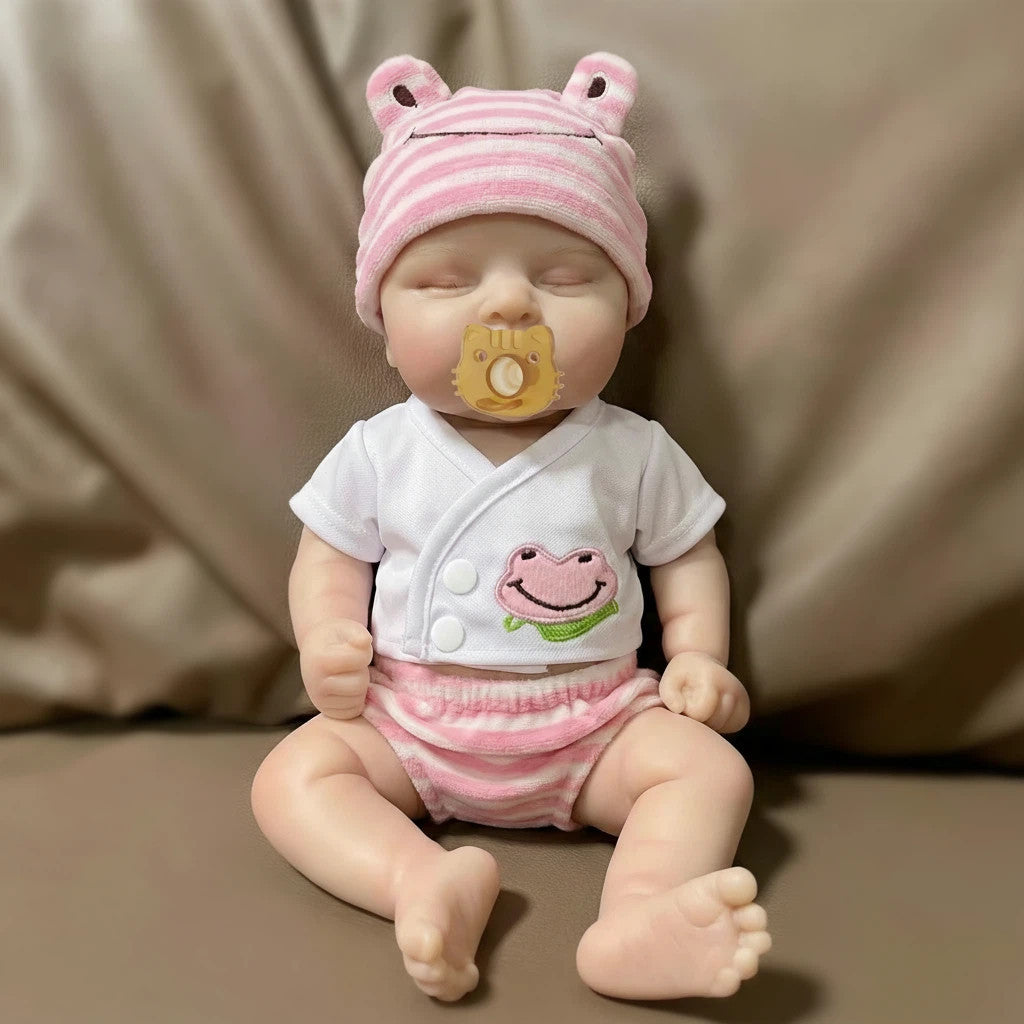 "Pink and Chubby" 12-inch Healing Rebirth Doll - Medical-grade Silicone, Realistic Mouth Movement