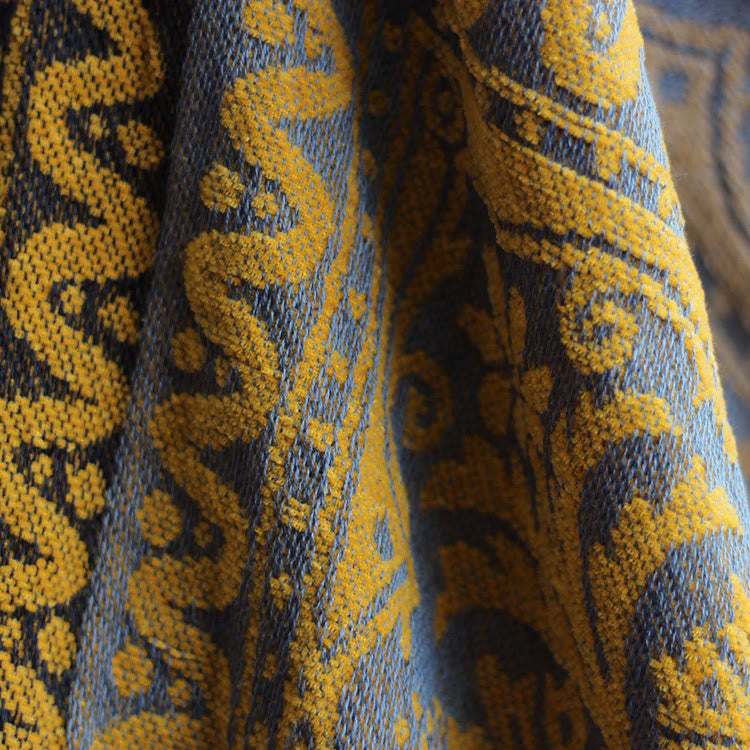 BWOOOH Tibetan Colorful Flower Pattern Hand-Dyed Cozy Bla
