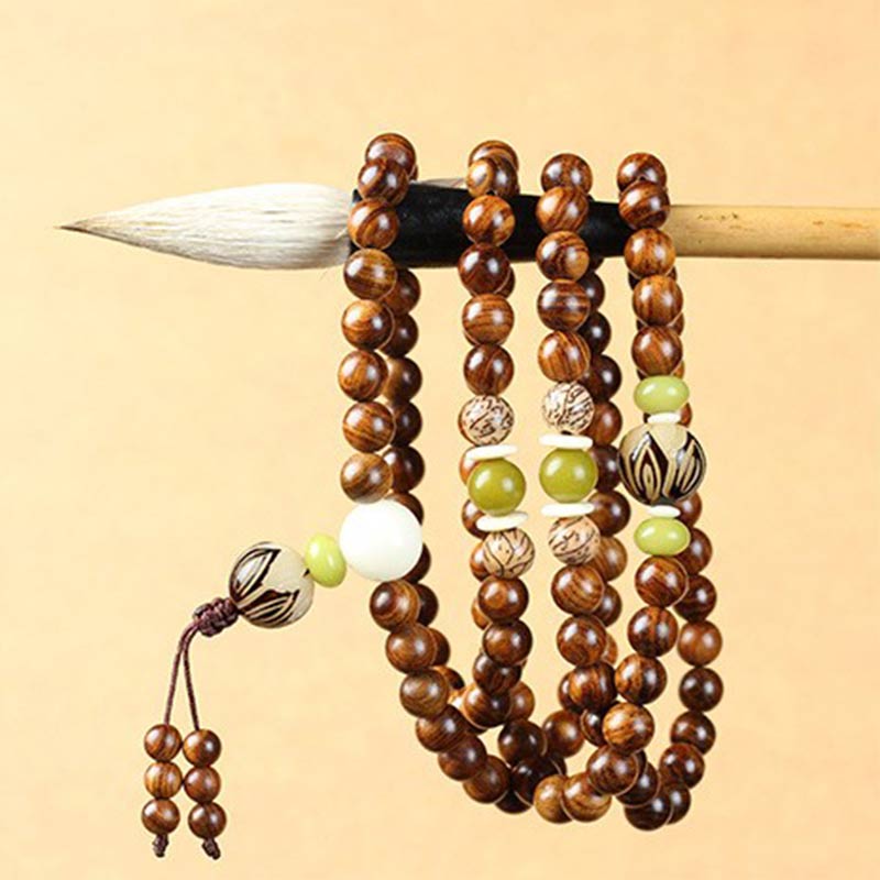 BWOOOH Tibetan Rosewood Mala Protection Calm Bracelet