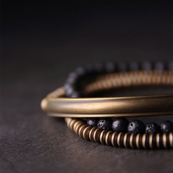 BWOOOH Vintage Lava Rock Copper Support Bracelet