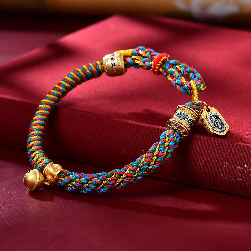BWOOOH Tibetan Om Mani Padme Hum Carved Zakiram Goddess of Wealth Charm Amulet Bracelet