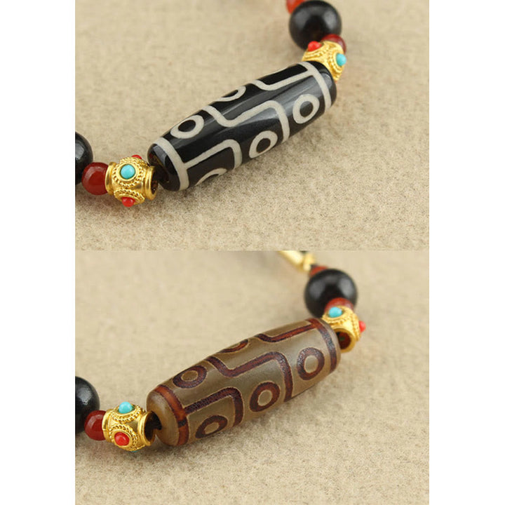 BWOOOH Tibetan Nine-Eye Dzi Bead Protection Blessings String Necklace Pendant