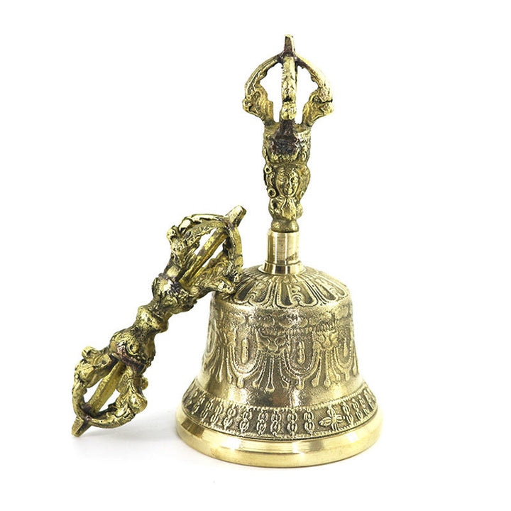 BWOOOH Tibetan Meditation Bell and Vajra Dorje Copper Balance Handmade Decoration Set | Copper Tibetan bell