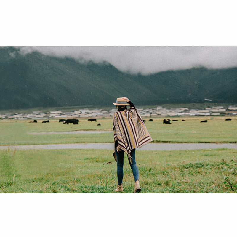 BWOOOH Tibetan Shawl Classic Pattern Winter Cozy Warm Tra
