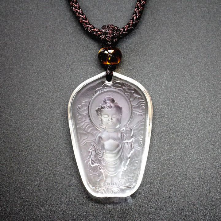 BWOOOH Tibetan Buddha Liuli Crystal Serenity Necklace Pendant