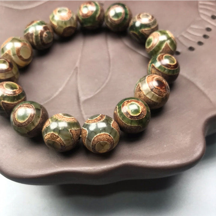 BWOOOH Three-eyed Dzi Bead Sardonyx Luck Bracelet