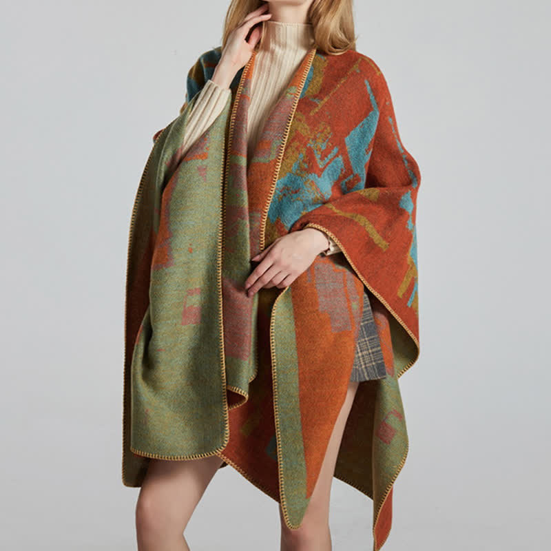 BWOOOH Tibetan Orange Shawl Warm Cloak Scarf