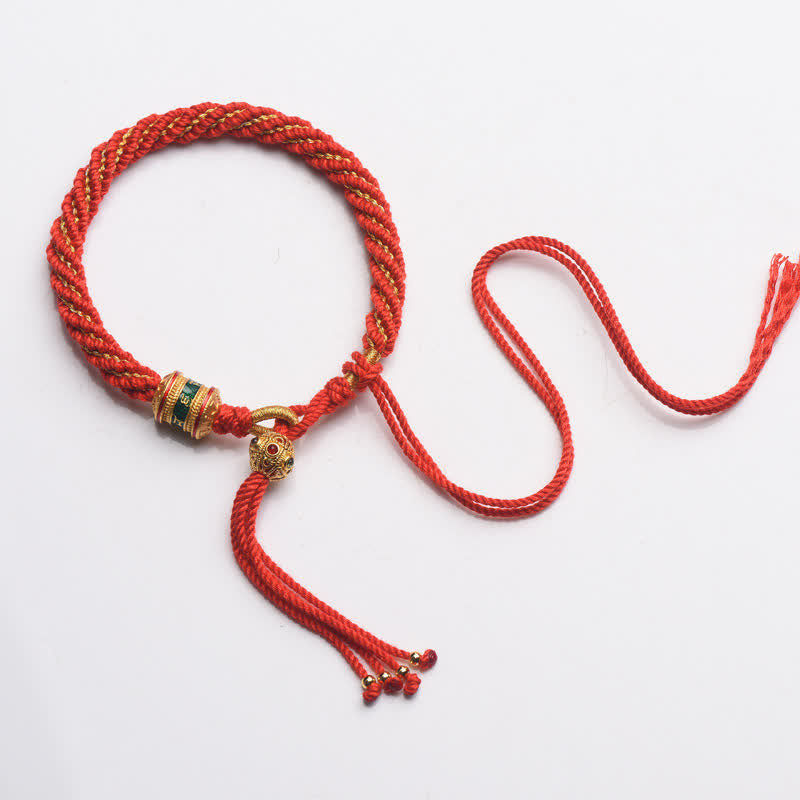 BWOOOH Tibetan Handmade Luck Prayer Wheel Bead Charm Weave Colorful String Bracelet