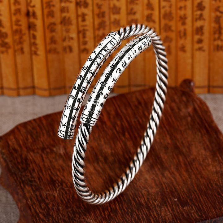 BWOOOH Retro Heart Sutra Twisted Design Pattern Balance Bracelet Bangle