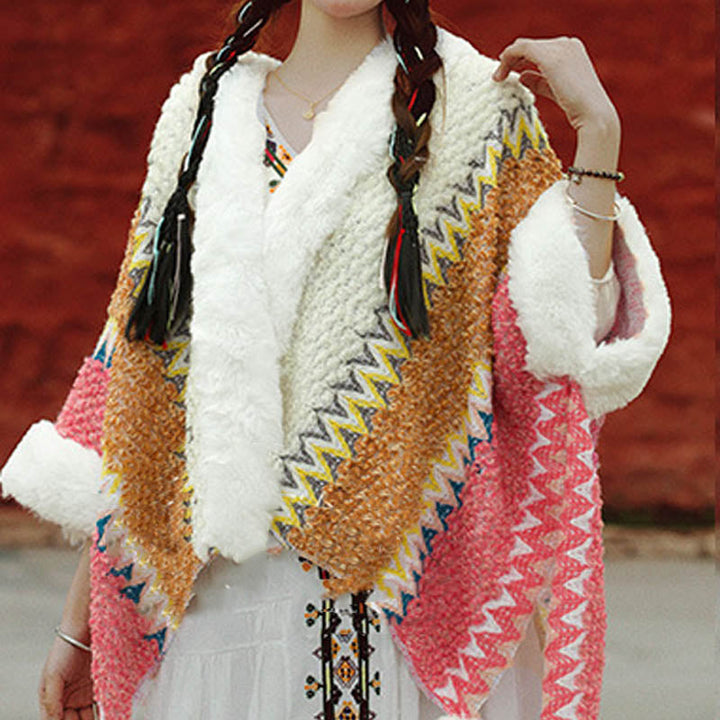 BWOOOH Tibetan Multicolored Striped Shawl Winter Cozy Tra