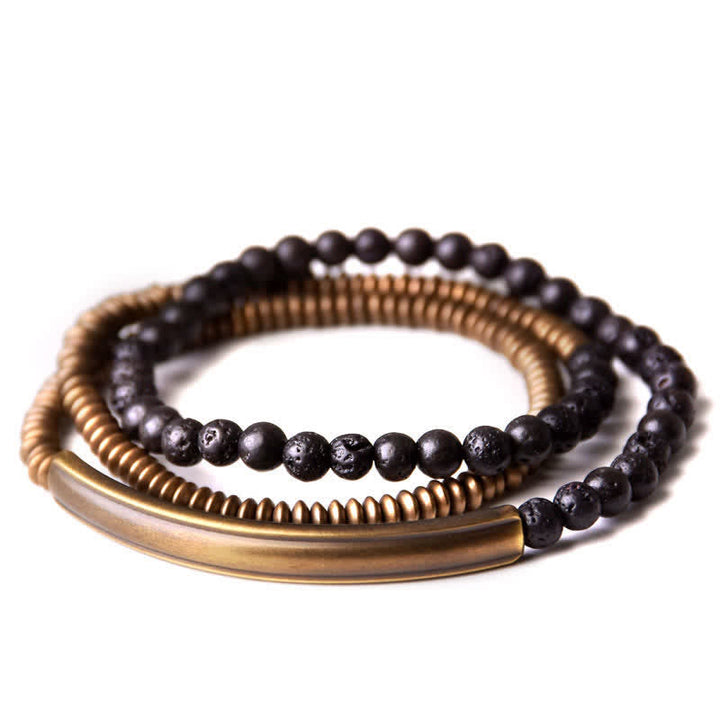 BWOOOH Vintage Lava Rock Copper Support Bracelet