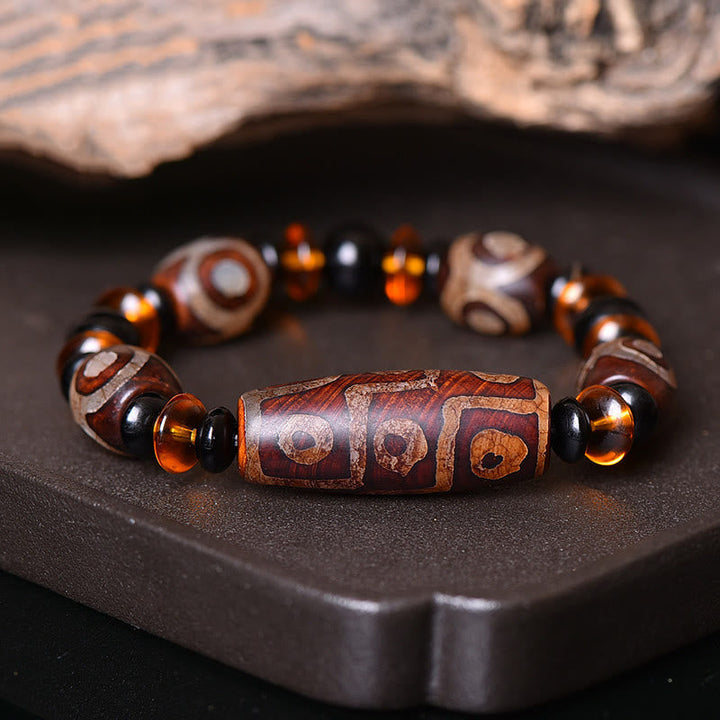BWOOOH Tibetan Retro Natural Nine-Eye Dzi Bead Blessings Bracelet | spiritual healing bracelet
