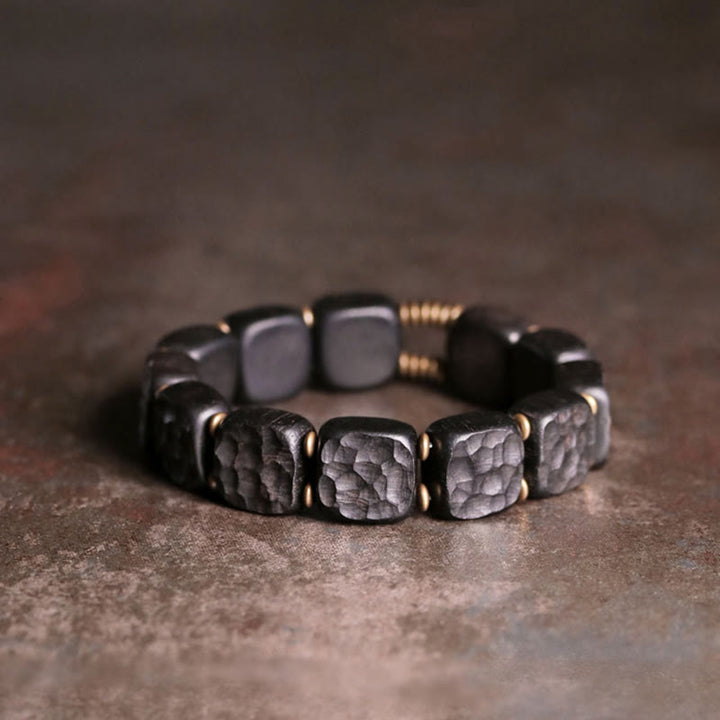 BWOOOH Retro Ebony Wood Texture Style Copper Peace Balance Bracelet