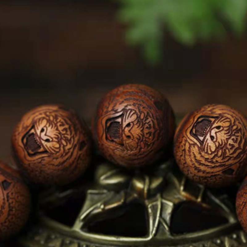 BWOOOH Tibetan Rosewood Engraving Tiger Protection Bracelet