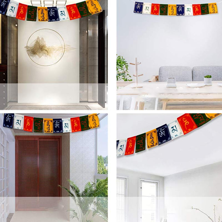 BWOOOH Tibetan Blessing Windhorse Om Mani Padme Hum Outdoor Car Prayer Flag Decoration | spiritual healing bracelet