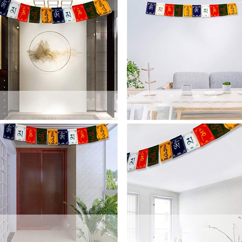 BWOOOH Tibetan Blessing Windhorse Om Mani Padme Hum Outdoor Car Prayer Flag Decoration | spiritual healing bracelet