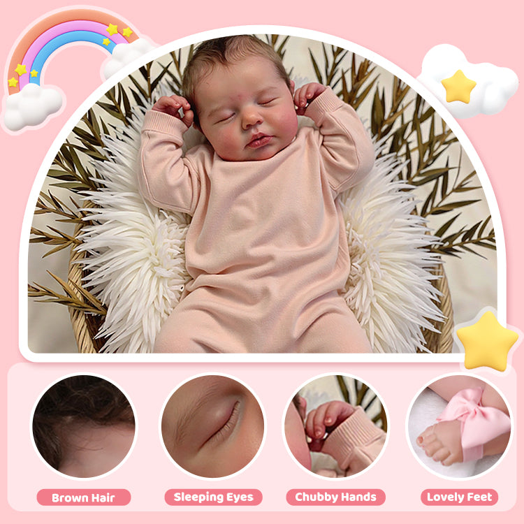 [Free customized birth certificate] 20" Real Lifelike Realistic Soft Silicone Vinyl Newborn Baby Girl Doll Clinaira[Purchase and get permanent VIP service!]