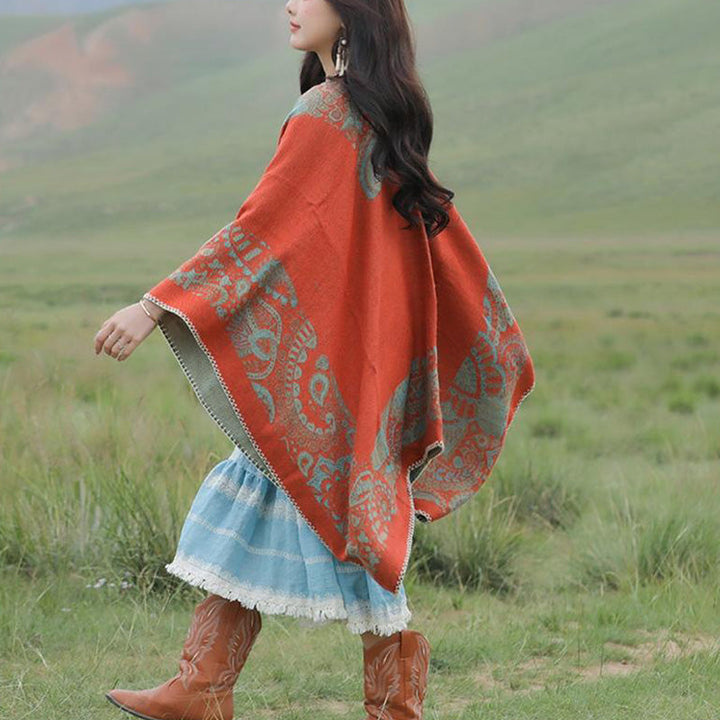 BWOOOH Tibetan Shawl Simple Pattern Winter Cozy Travel Sc