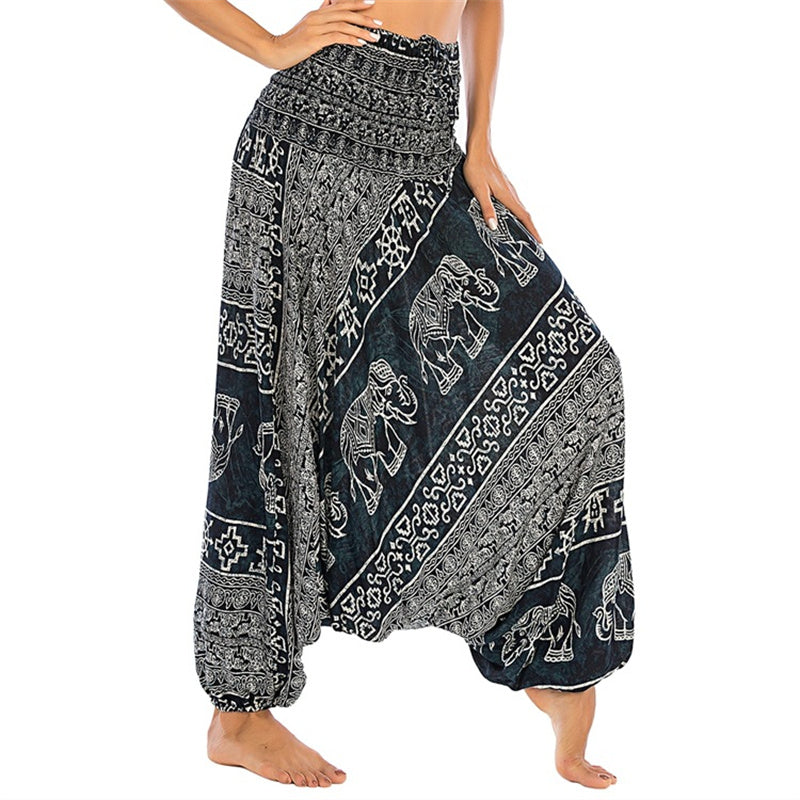 BWOOOH printed harem pants - Two Style Wear Elephant Pattern Loose Sm