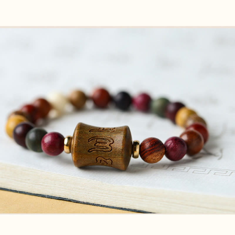 BWOOOH Tibet Multicolored Sandalwood Om Mani Padme Hum Protection Bracelet | spiritual healing bracelet