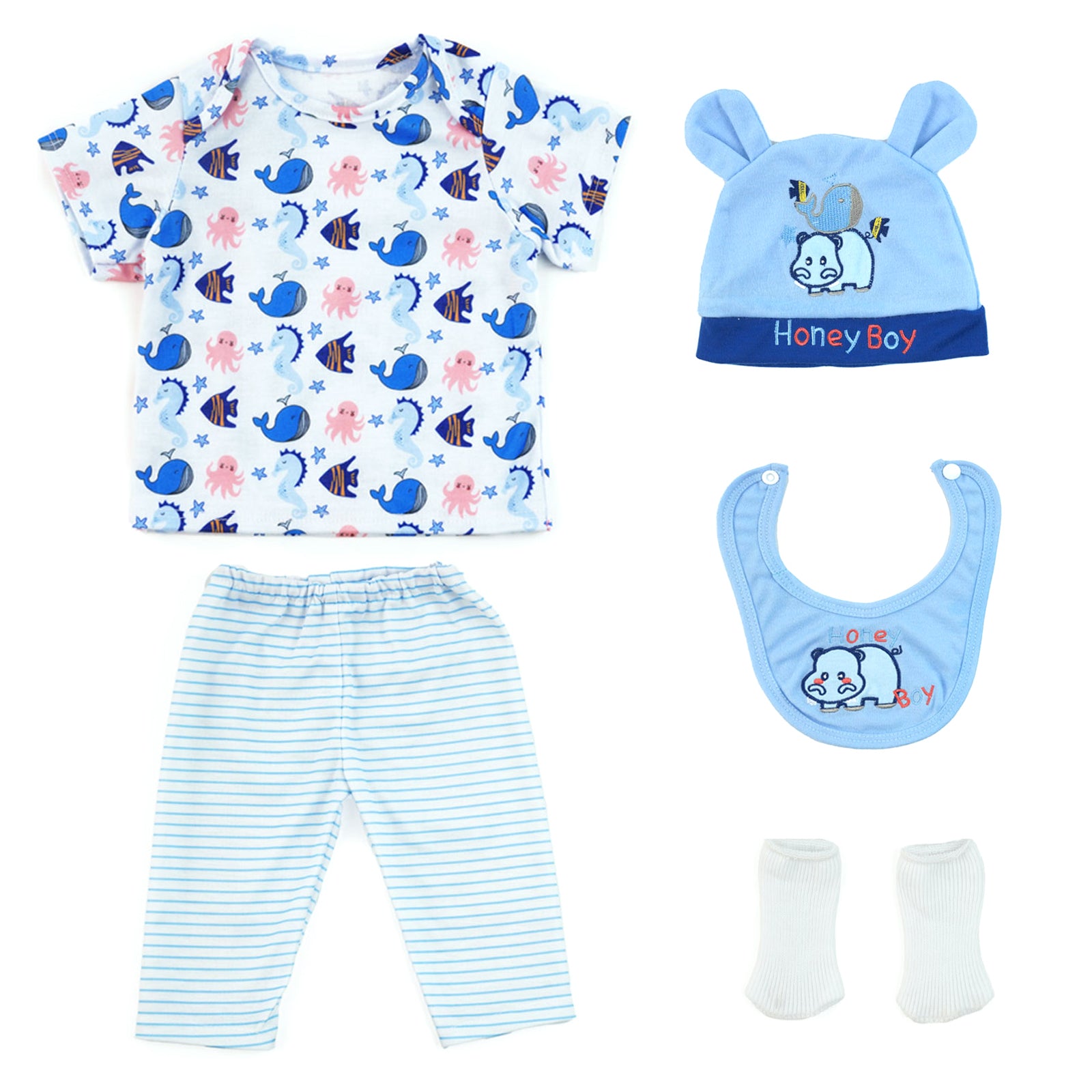 17-22 Inch Newborn Baby Dolls Reborn Baby Dolls Clothes Set Boy,5pcs Real Life Baby Dolls Outfits Accessories with Clothing Set