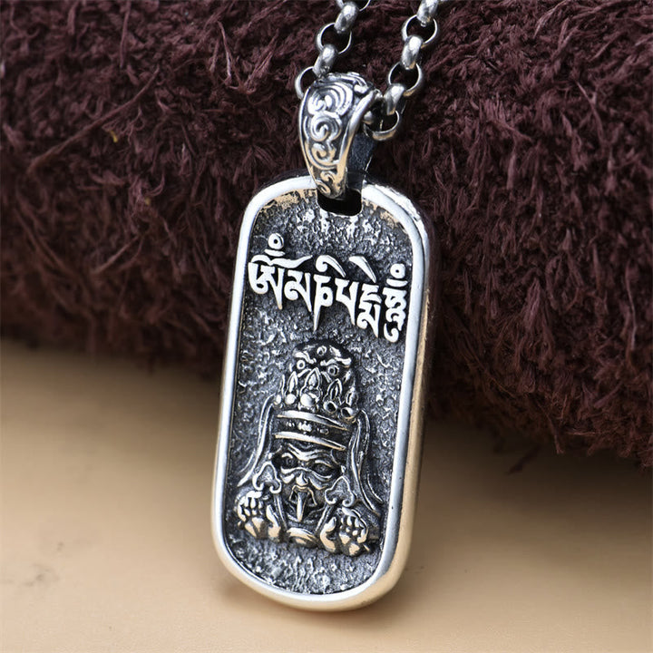 BWOOOH 925 Sterling Silver Zakiram Goddess of Wealth Om Mani Padme Hum Peace Necklace Pendant