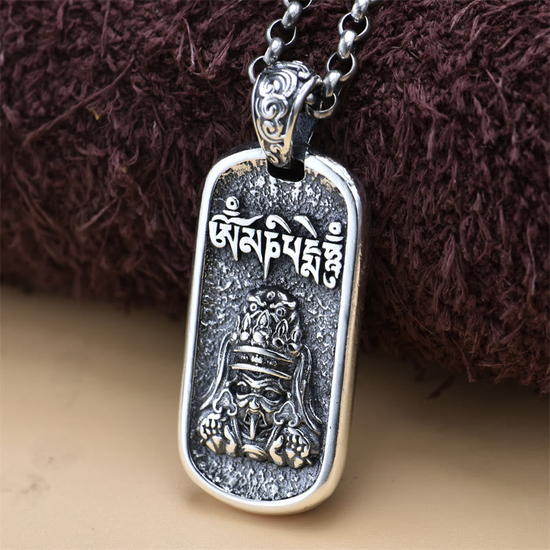 BWOOOH 925 Sterling Silver Zakiram Goddess of Wealth Om Mani Padme Hum Peace Necklace Pendant