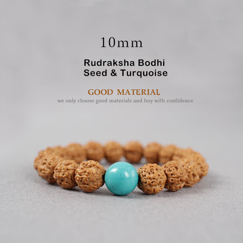 BWOOOH Tibet Rudraksha Bodhi Seed Dzi Bead Amber Turquoise Wealth Bracelet