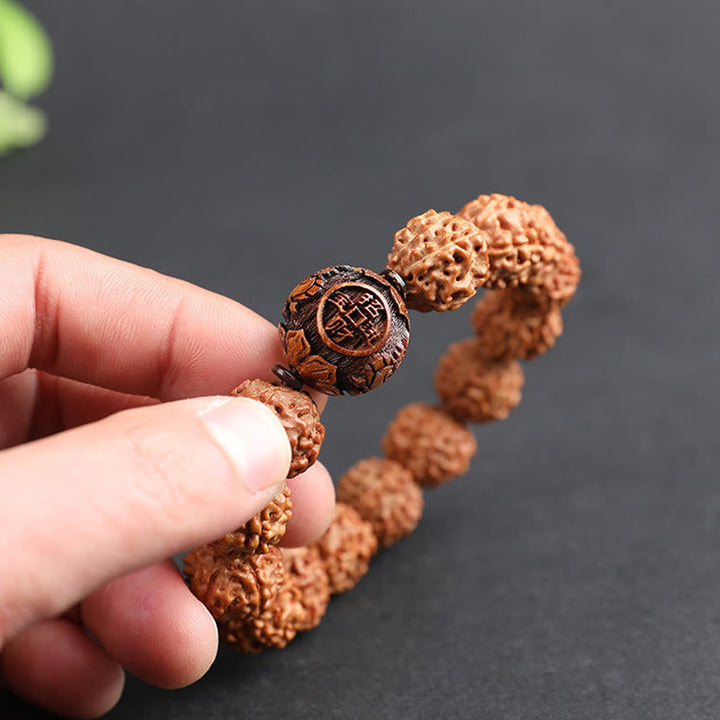 BWOOOH Tibet Rudraksha Bodhi Seed PiXiu Copper Coin Wealth Luck Bracelet | spiritual healing bracelet