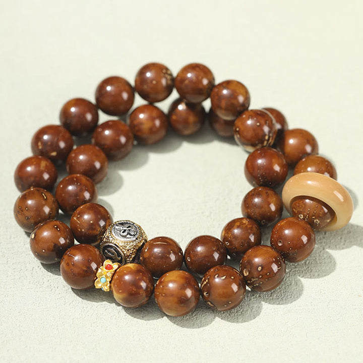 BWOOOH Tibetan Natural Purple Gold Rat Bodhi Seed Wealth Double Wrap Bracelet