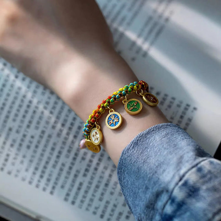 BWOOOH Tibetan Colorful Rope Five God Of Wealth Luck Braid Bracelet