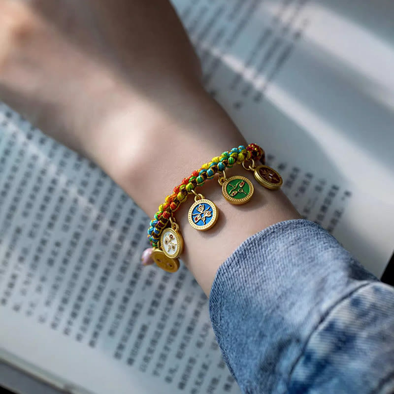 BWOOOH Tibetan Colorful Rope Five God Of Wealth Luck Braid Bracelet