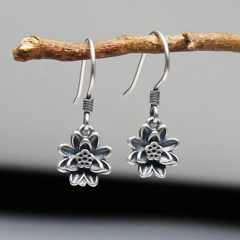 BWOOOH 925 Sterling Silver Lotus Flower Enlightenment Earrings — Sterling Silver crystal healing bracelet for spiritual he...
