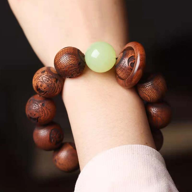 BWOOOH Tibetan Rosewood Engraving Tiger Protection Bracelet