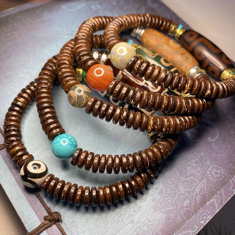 BWOOOH Tibetan Nine-Eye Dzi Bead Wealth Bracelet
